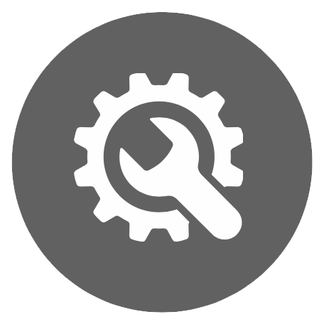 A wrench and gear symbol